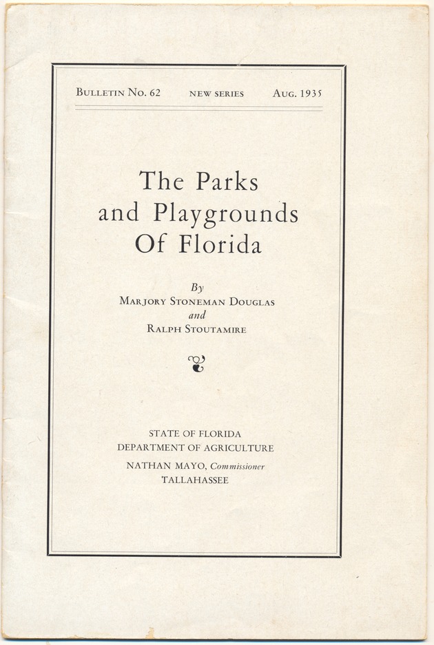 The Parks and Playgrounds of Florida - Pamphlet, cover: The Parks and Playgrounds Of Florida
