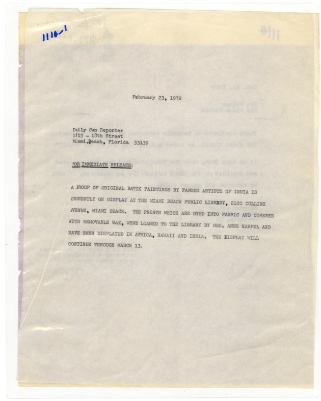 Letters to the editor of the Miami Herald and to the Daily Sun Reporter - 