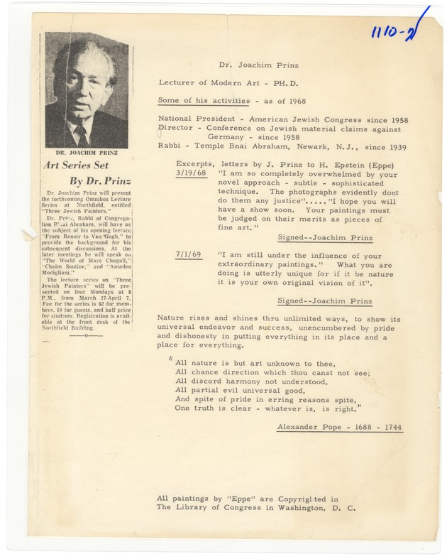 Dr. Joachim Prinz article clipping