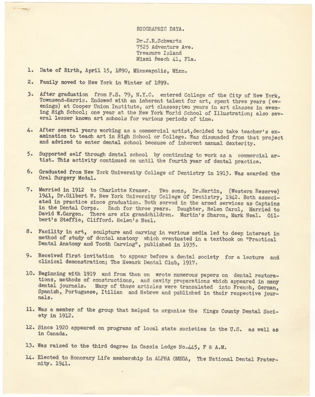 1960 Miami Beach Public Library Biographical Highlights - 