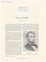 Essay on Lincoln by I. Leo Fishbein, M.D.