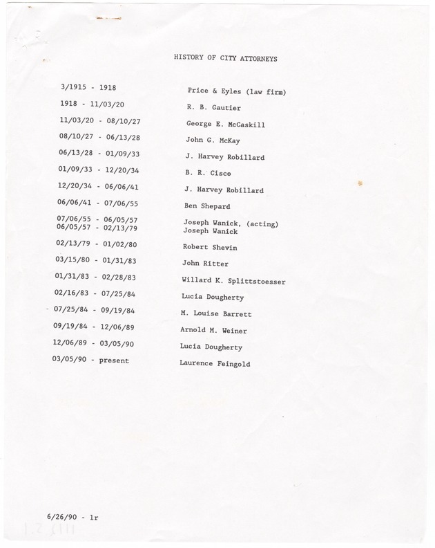 History of City Attorneys - 