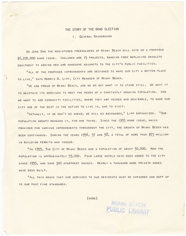 The Story of the Bond Election: General Background - 