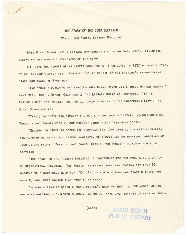 The Story of the Bond Election: New Public Library Building - 