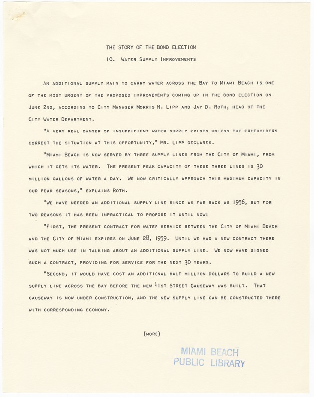The Story of the Bond Election: Water Supply Improvements - 