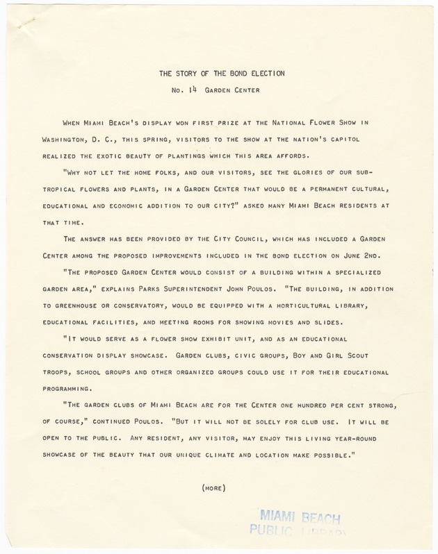 The Story of the Bond Election: Garden Center - 