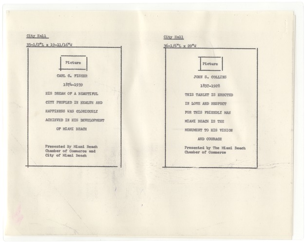 Miami Beach Draft of Plaques - 