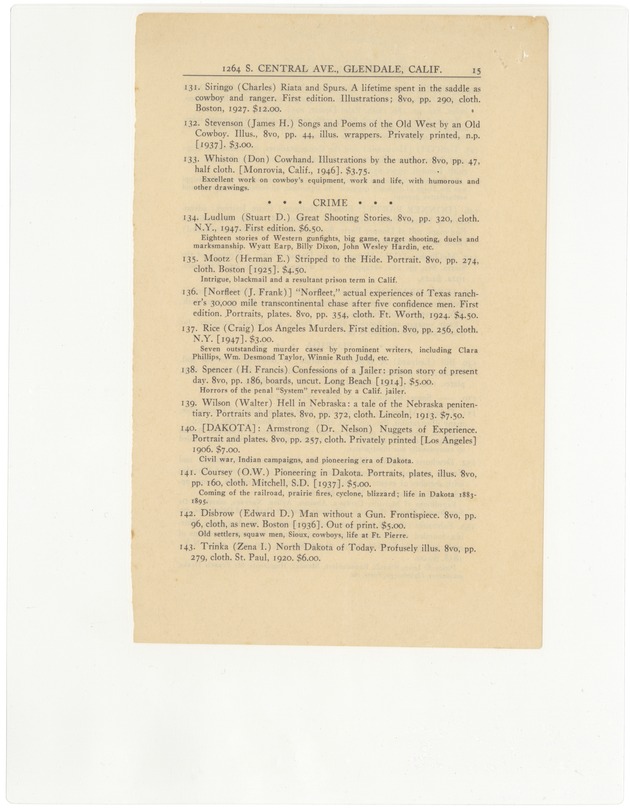 Recommended Book From the Arthur H. Clark Company and Glendale Ave, California - 