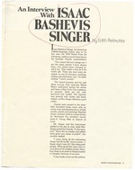 An Interview With Isaac Bashevis Singer by Edith Perlmutter