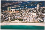 Aerial views of South Beach, Government Cut, Miami Beach Marina, MacArthur Causeway and Islands, early 2000s