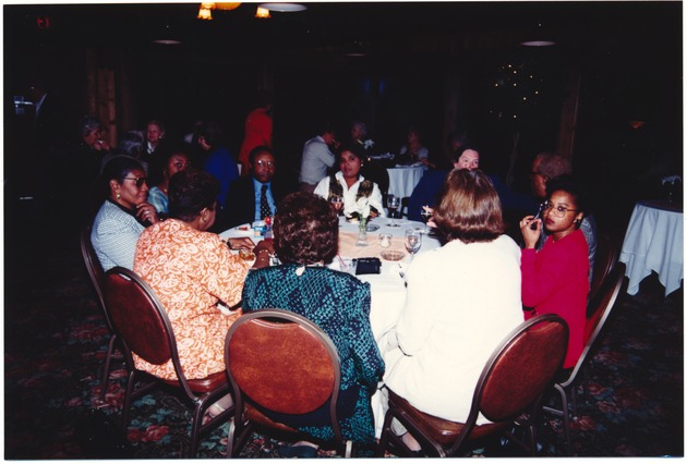 Commission on Status of Women reception, late 1990s - Photograph, recto: [View of invitees at the Commission on Status of Women reception]