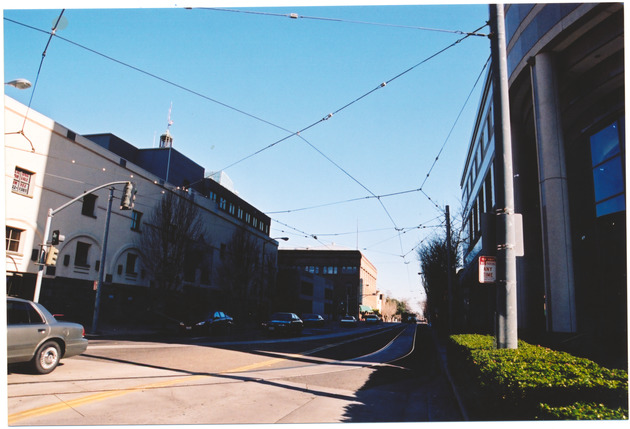 Streets of San Francisco, California, showing tram cables - 