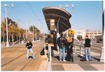 Tram cables and tram stop in San Francisco, California