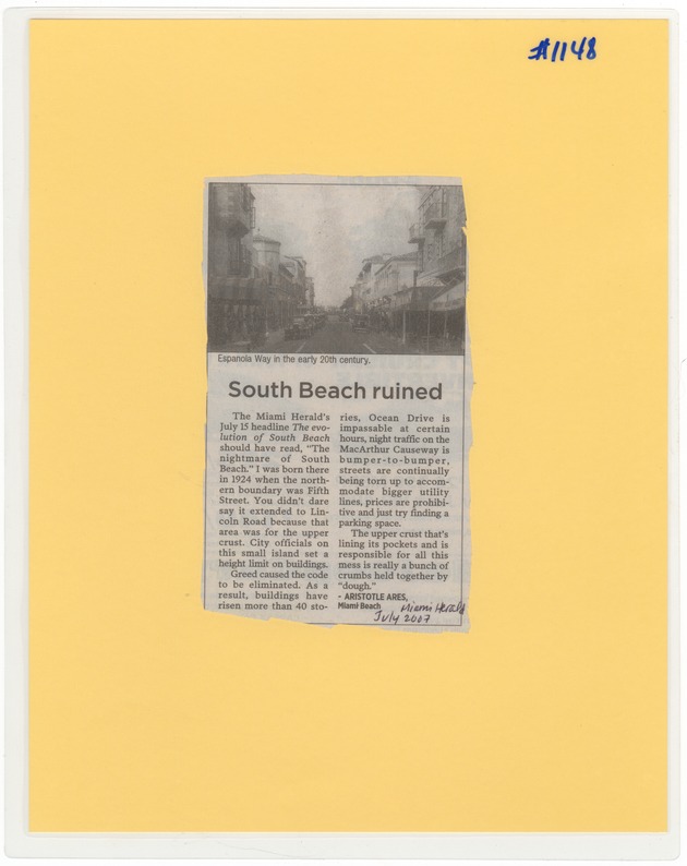 The Miami Herald, "South Beach ruined"