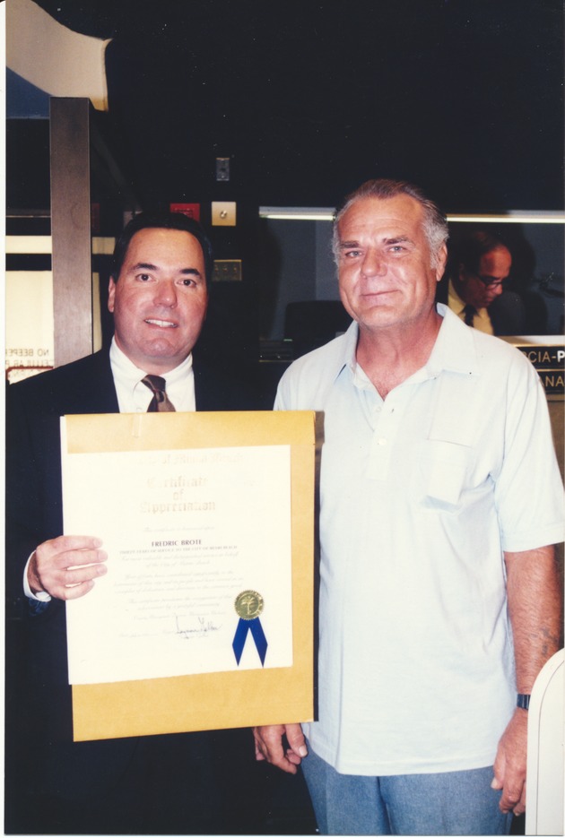 Certification of Appreciation to Federick Brote - 