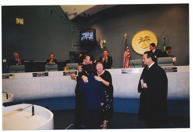 Mayor Kasdin, with his Wife and Children, and with Judge Liefman Administering the Oath