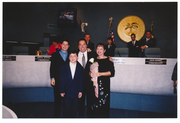 Mayor Kasdin, with his Wife and Children, and with Judge Liefman Administering the Oath