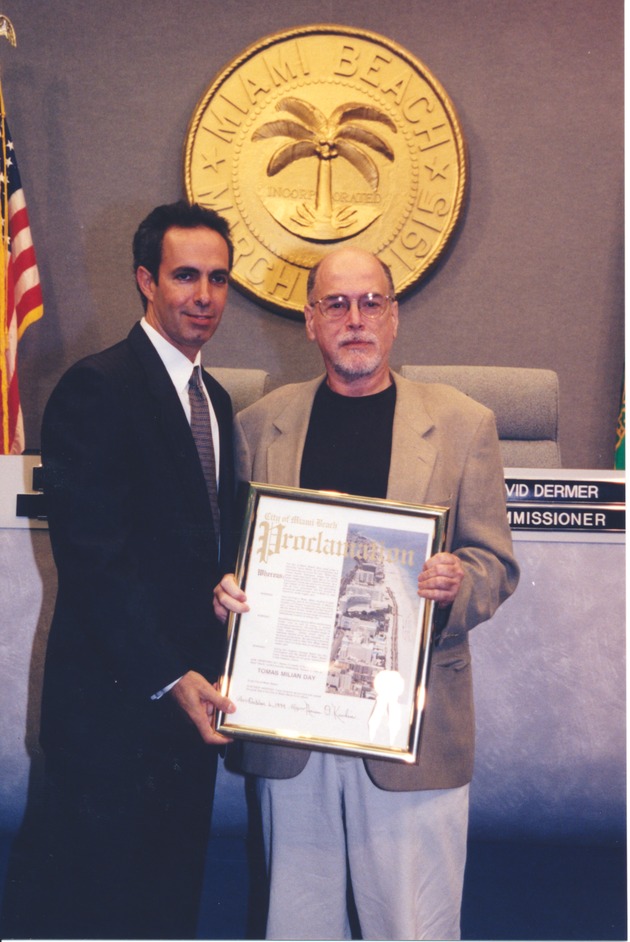 City of Miami Proclamation Presented to tomas Milian - 