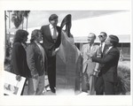 Miami Beach city officials and artists around Lincoln Road structure
