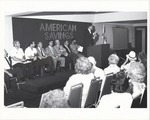 American Savings President Harry Mildner, City Manager Rob W. Parkins, Commissioner Bruce Singer, Commissioner Sidney Weisburd, Vice Mayor William Shockett, Commissioner Abe Resnick, Commissioner Ben Grenald, and Alex Daoud at Miami Beach Retirees event