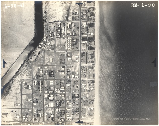 Aerial views of City of Surfside, Florida, and North Miami Beach islands and buildings - Photograph, recto: [Aerial view of Surfside, Florida, and the Tatum Waterway]