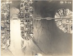 Aerial view of man-made islands and causeways, 1941
