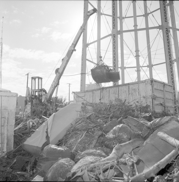 City of Miami Beach Water Tower cleanup - Negative: [View of the Water Tower under construction]
