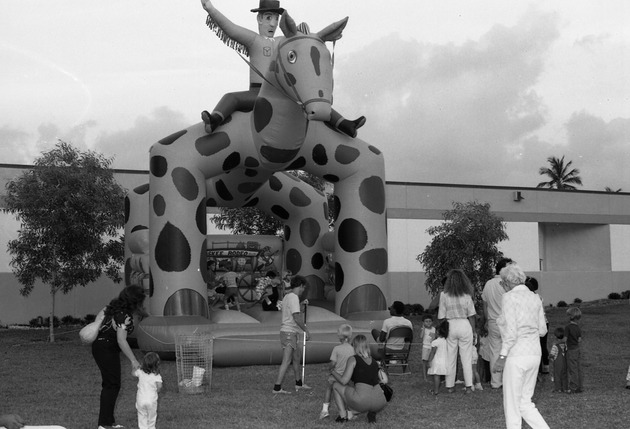 Friday Night Live 50's Dance, children activities and concert scenes, 1980s - Negative: [View of children playing at Toy Story playground]