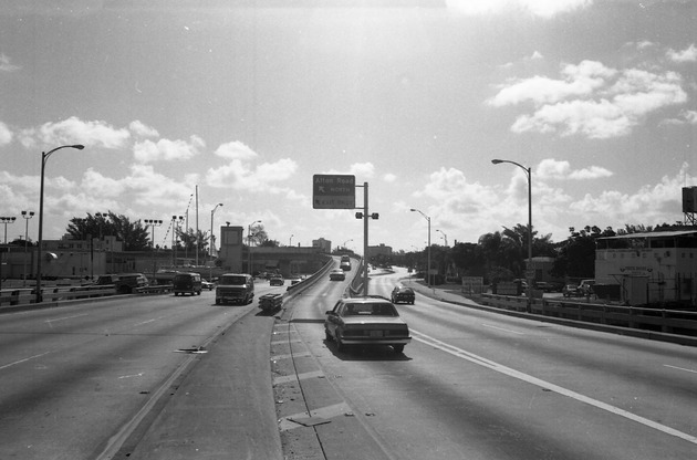 Views of elevated pass to Alton Road, 1980s - Negative: [View of exit to Alton Road from MacArthur Causeway]