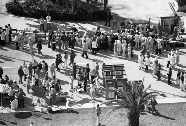 Miami Beach flea market and art festival, 1977 - Negative: [View of arts festival from a building]