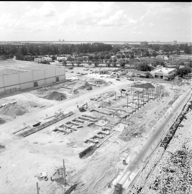 Miami Beach Convention Hall construction and expansion, 1987 - Negative: [View of construction development of the Miami Beach Convention Hall expansion, 1987]