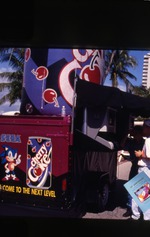 Mobile video game truck advertising Cherry Coke at the Festival of the Arts