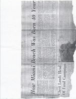 Newspaper Clipping about J.N. Lummus: How Miami Beach Was Born 40 Years Ago