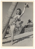 [1960] Peggy Slankard - beach modeling scene
