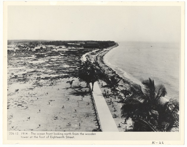 Ocean front looking north from the wooden tower at the foot of Eighteenth Street - Recto Photograph