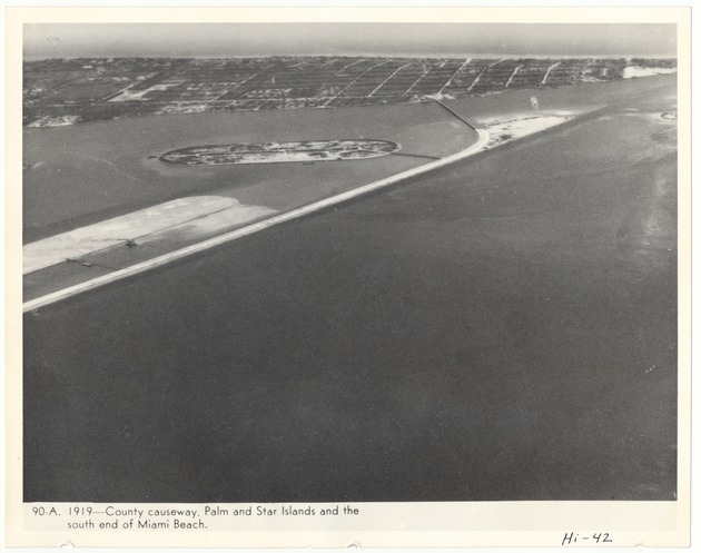 County causeway, Palm and Star Islands, and the south end of Miami Beach - Recto Photograph