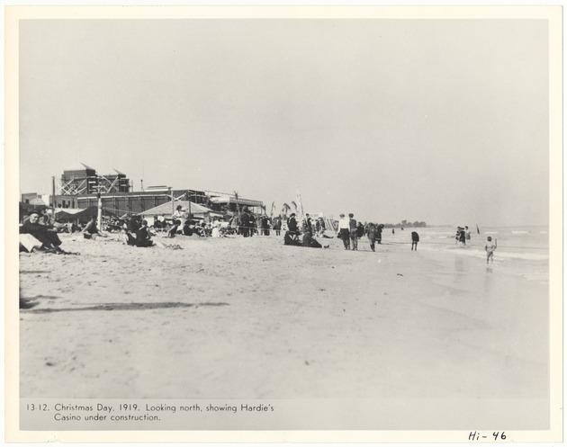 Christmas Day, 1919. Looking north, showing Hardie's Casino under construction - Recto Photograph