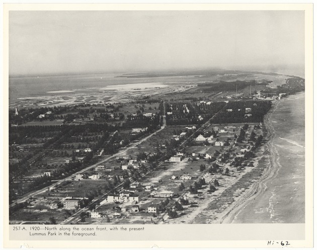 Looking north along the ocean front, with Lummus Park in the foreground - Recto Photograph