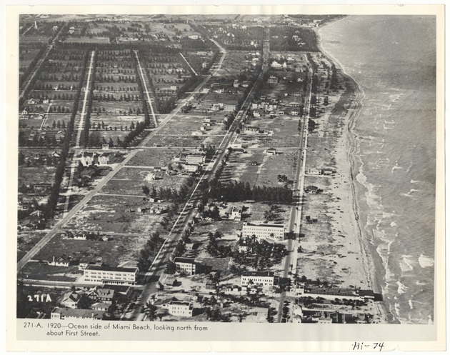 Ocean side of Miami Beach, looking north from about First Street - Recto Photograph