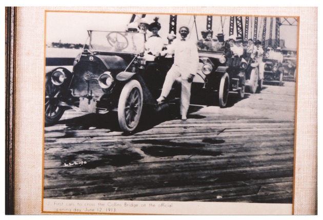 First cars to cross the Collins Bridge on opening day - Recto Photograph