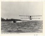 Seaplane racing a speedboat