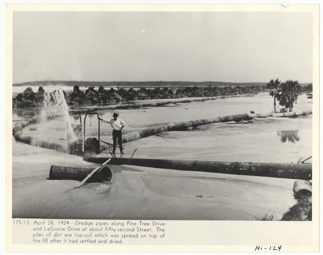 Dredge pipes along Pine Tree Drive and LaGorce Drive - Recto Photograph