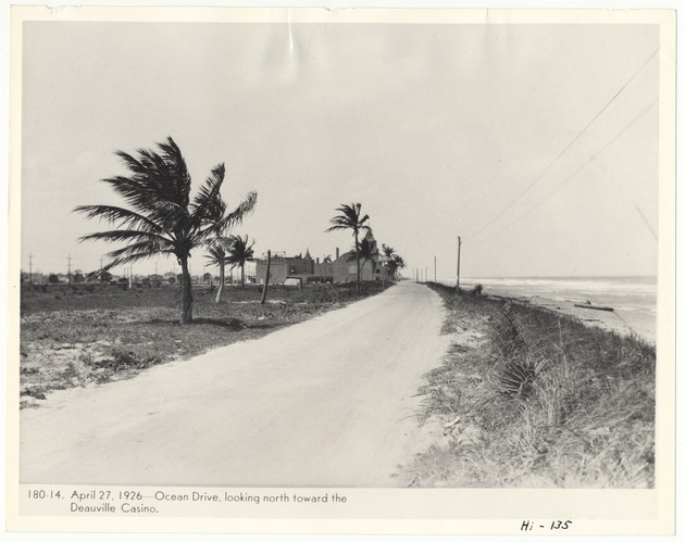 Street view photograph of Ocean Drive, looking north toward the Deauville Casino - Recto Photograph