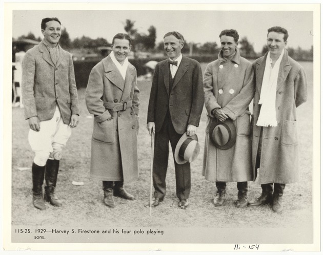 Harvey S. Firestone and his four polo playing sons - Recto Photograph