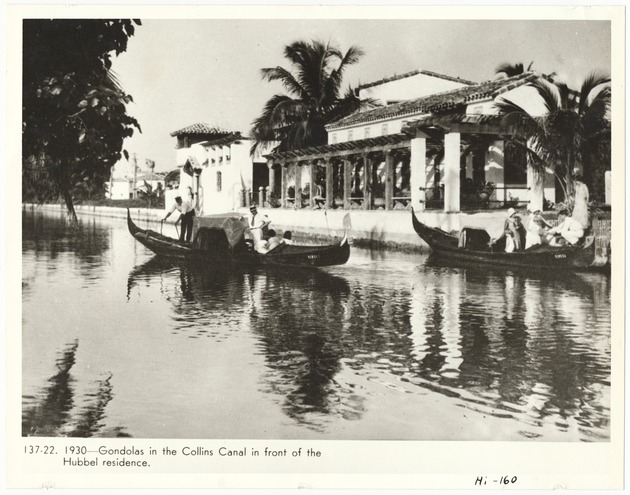 Gondolas in the Collins Canal in front of the Hubbel residence - Recto Photograph
