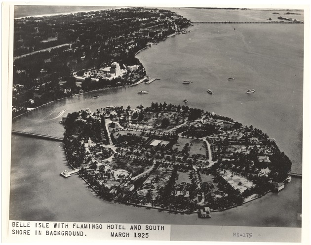 Belle Isle with Flamingo Hotel and South Shore in background - Recto Photograph