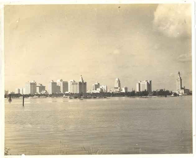 Photograph of Miami skyline from Biscyane Bay, includes Freedom Tower - Recto