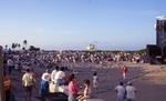 View of crowd at a concert at the beach