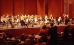 Orchestra on stage at concert