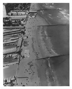 Aerial view of sand area and groynes